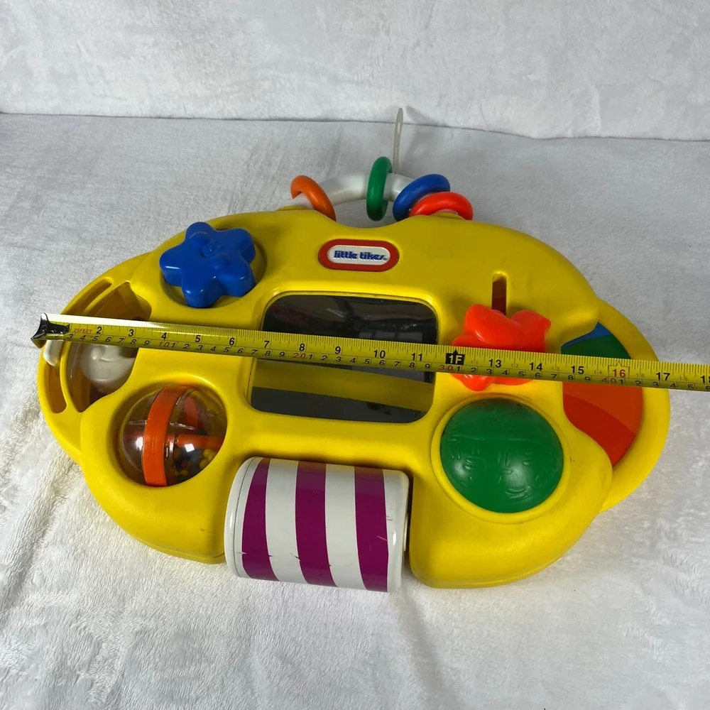 Little Tikes Vintage Baby Activity Center Crib Toy Yellow Mirror Rattle 1525-01